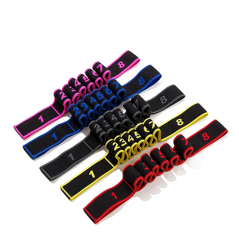 Yoga Pull Strap Belt Girl Elastic Latin Dance Stretching Band Loop Yoga Pilates GYM Fitness Exercise Resistance Band with Number